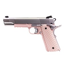 Airsoft replica GBB 1911 MEU Railed Raven full metal gas Pink / Silver 1.0J Airsoft replica GBB 1911 MEU Railed Raven full metal gas Pink / Silver 1.0J